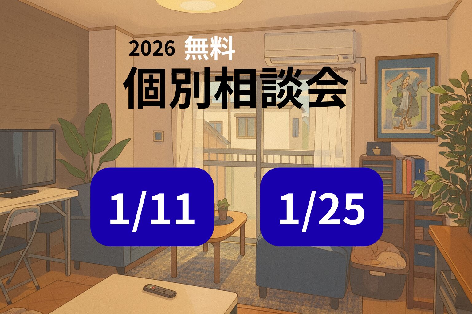 ご案内】2026年1月度個別相談会（無料）（2回開催）（実施日）1月11日
